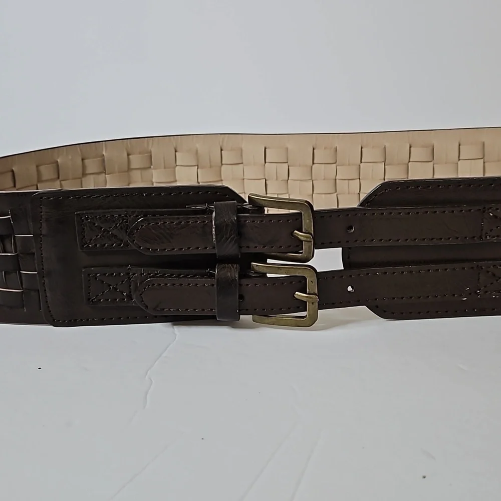 Double Buckle Wide Belt Sz M Brown NWT